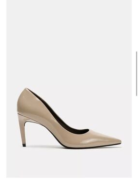 Zara Leather Pointed Heels - Taupe